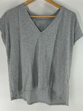 Frame Denim Pima Cotton Heather Gray V-Neck Short Sleeve Tee